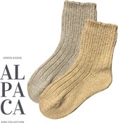 green-goose® Alpaca Sokken Kinderen - 2 Paar - Maat 31-34 - Bruin - Heerlijk Zacht Alpacawol