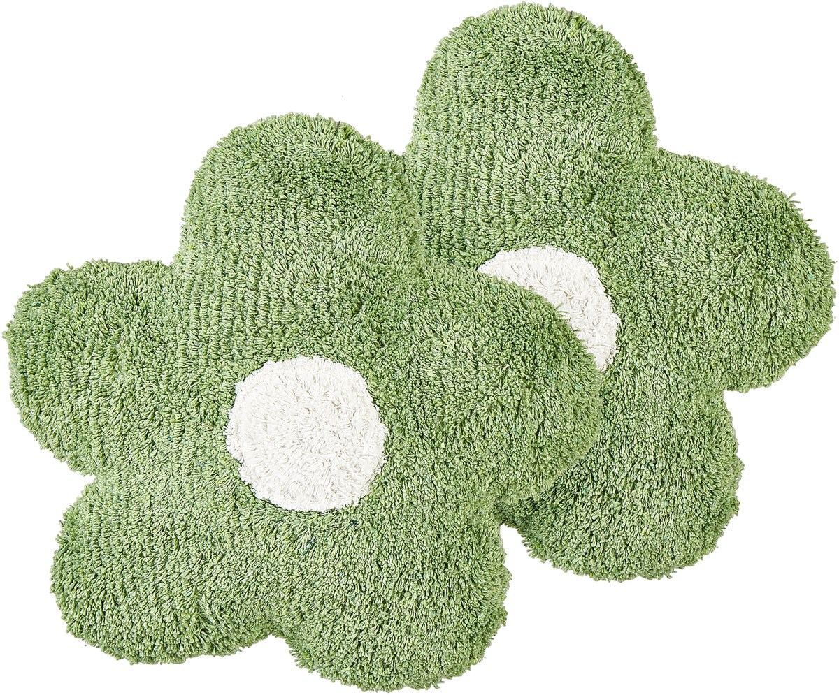 Beliani SORREL - Sierkussen set van 2 - Groen - 45 x 45 cm - Katoen