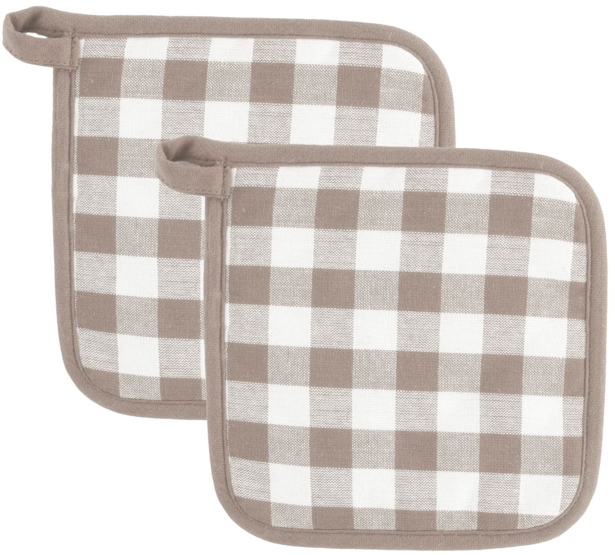 Tiseco Gingham Pannenlap - 2 Stuks - 20 x 20cm - Taupe