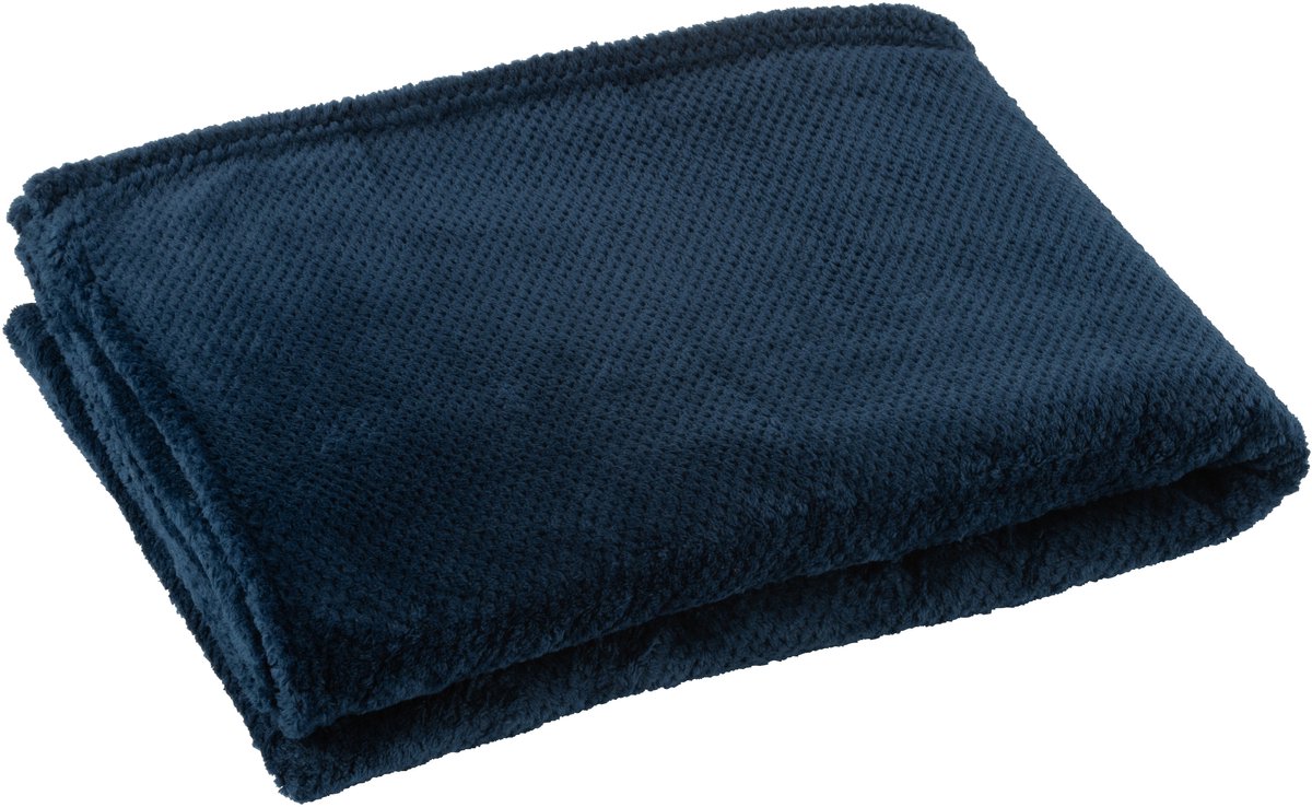 J-Line deken Snuggle - polyester - donkerblauw