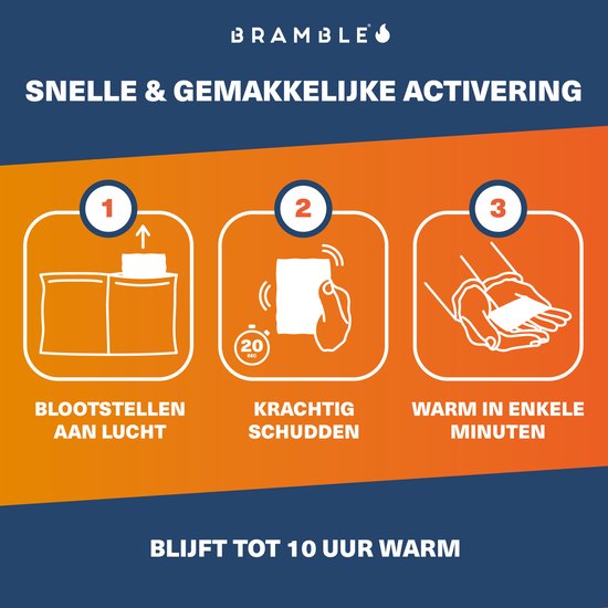 Bramble – 80 Handwarmers, Zak & Handschoen Warmers voor Fietsen, Wandelen, Voetbal Toeschouwers - 8 uur warmte