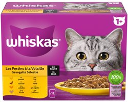 Whiskas Kattenvoer Nat Pouch 1+ Adult Saus Gevogelte Selectie - 12 x 85 gr