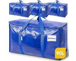 Verhuiszakken - 4 Stuks - 90L - Verhuisdozen - Opbergtassen - Stevige Verhuistas met Rits - Grote Opbergzak - Big Shopper Moving Bag - Waterafstotend & Scheurvast