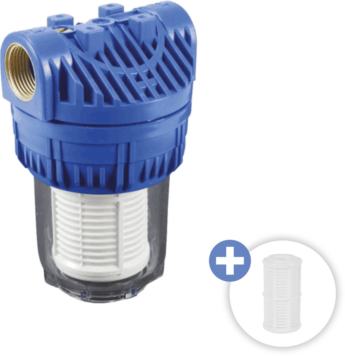Deltaline - Waterfilter 5" met binnenfilter - Cartridgefilter kunststof - Binnendraad 3/4" - Incl. Beugel, Sleutel & Extra filter
