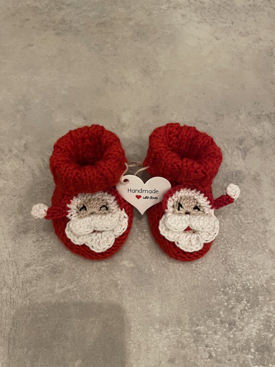 Maminobaby.nl baby geschenkset meisjes/jongens | Handgemaakt | Gehaakte Babyslofjes | Kerstman | Kraamcadeu | Babyshower | Kerstcadeau — afbeelding 2