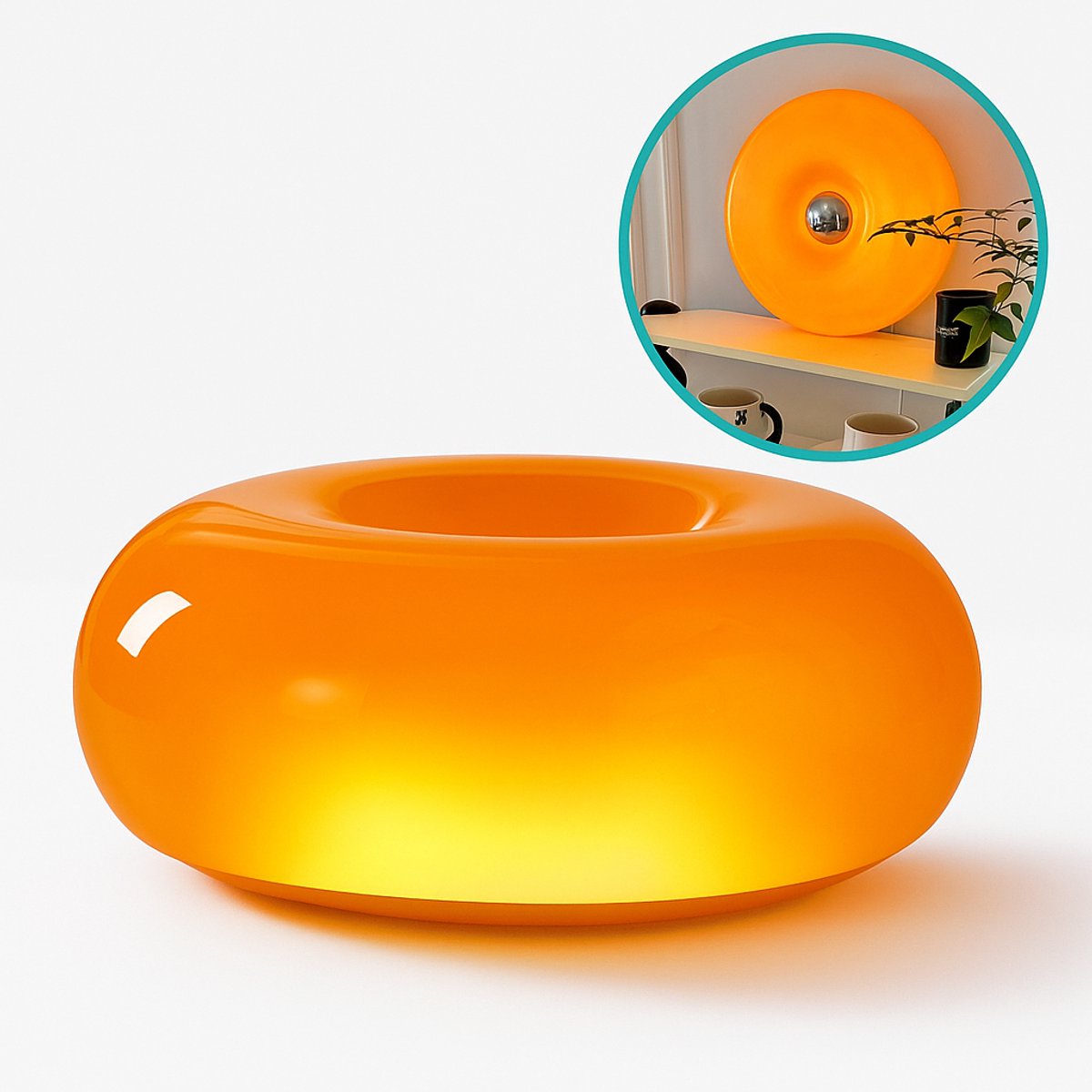 Fedec LED Tafellamp 30 cm - Designlamp - Moderne lamp - Maanlamp - Sfeerlamp 3500K - Oranje