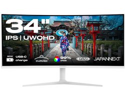 JAPANNEXT Curved Monitor Wit 34" IPS UWQHD (3440x1440) | JN-IPS34Q-HC6-W