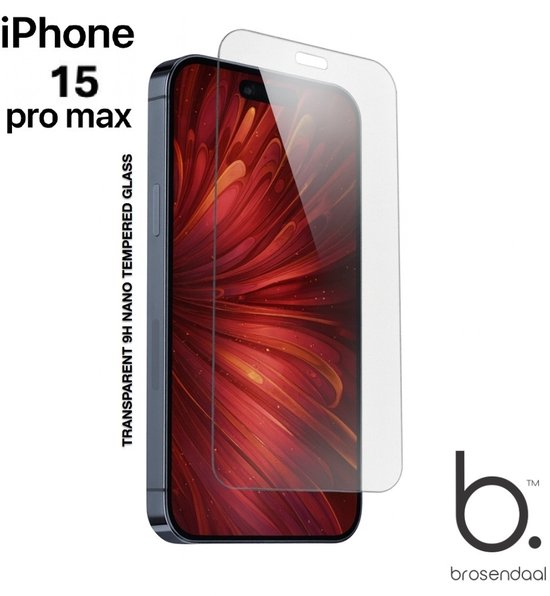 Protecteur d'écran Brosendaal pour iPhone 15 pro max - Revêtement Nano 9H - Ultra fin - Résistance maximale aux rayures et aux chutes