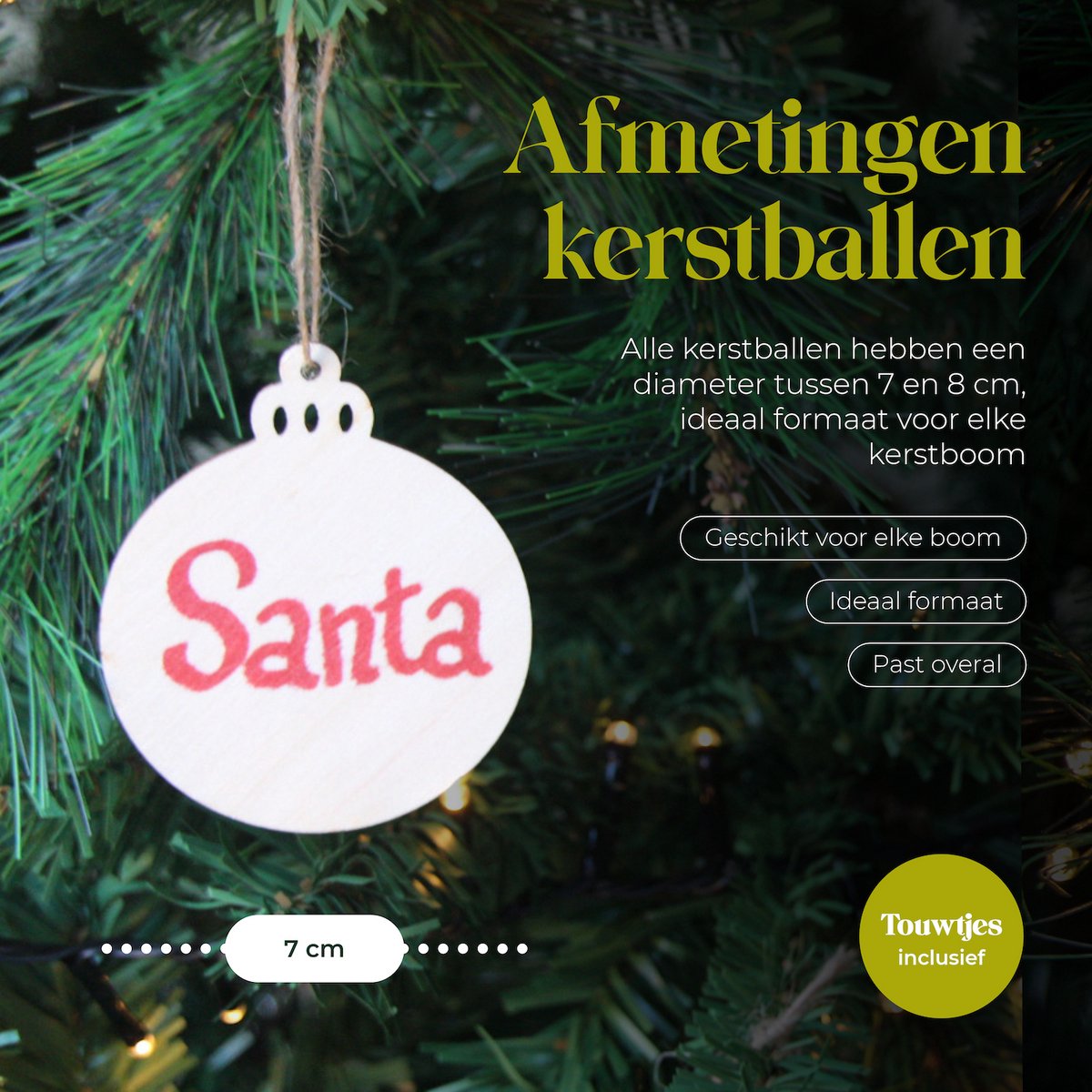 Giftmas Houten Kerstballen 50 Stuks - 6,5 cm - Kerstboomversiering - Kerstversiering Naturel Hout - Zelf Versieren en Kerst Knutselen – foto 7