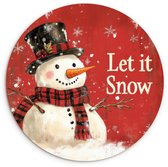 WallCircle® Wandcirkel 60x60 cm - Muurcirkel Sneeuwpret - Winter - Sneeuwpop - Muurdecoratie woonkamer - Wanddecoratie slaapkamer - Kamer decoratie accessoires - Ronde schilderijen