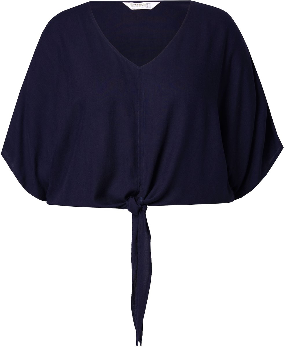 Angel of Style - Dames - Overhemdblouse sierknoop aan de zoom - Donkerblauw - Maat 48