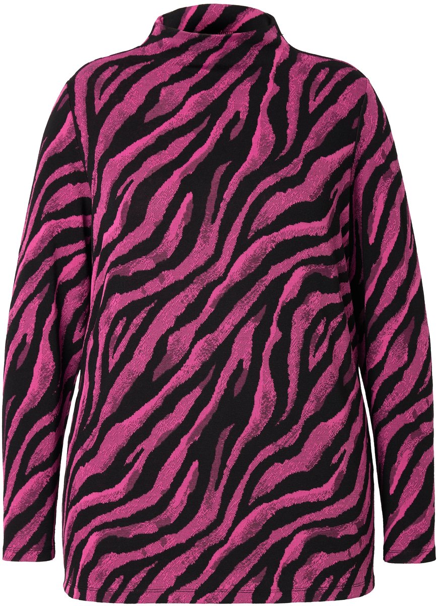 MIAMODA - Dames - Trui zebra opstaande kraag lange mouwen - Hibiscusrood - Maat 48
