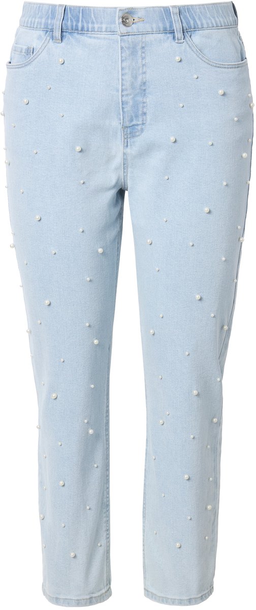 Studio Untold - Dames - Mom jeans sierkraaltjes 5-pocket - Gebleekt denim - Maat 50