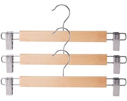 Storage Solutions broeken/rokken kledinghangers - set 9x stuks - naturel hout - 33 cm - Kledingkast hangers/kleerhangers/broekhangers