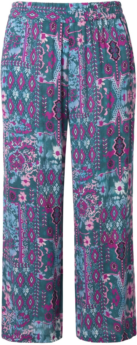 Studio Untold - Dames - Broek wijde pijp crêpe Flower-print - Braambes - Maat 52