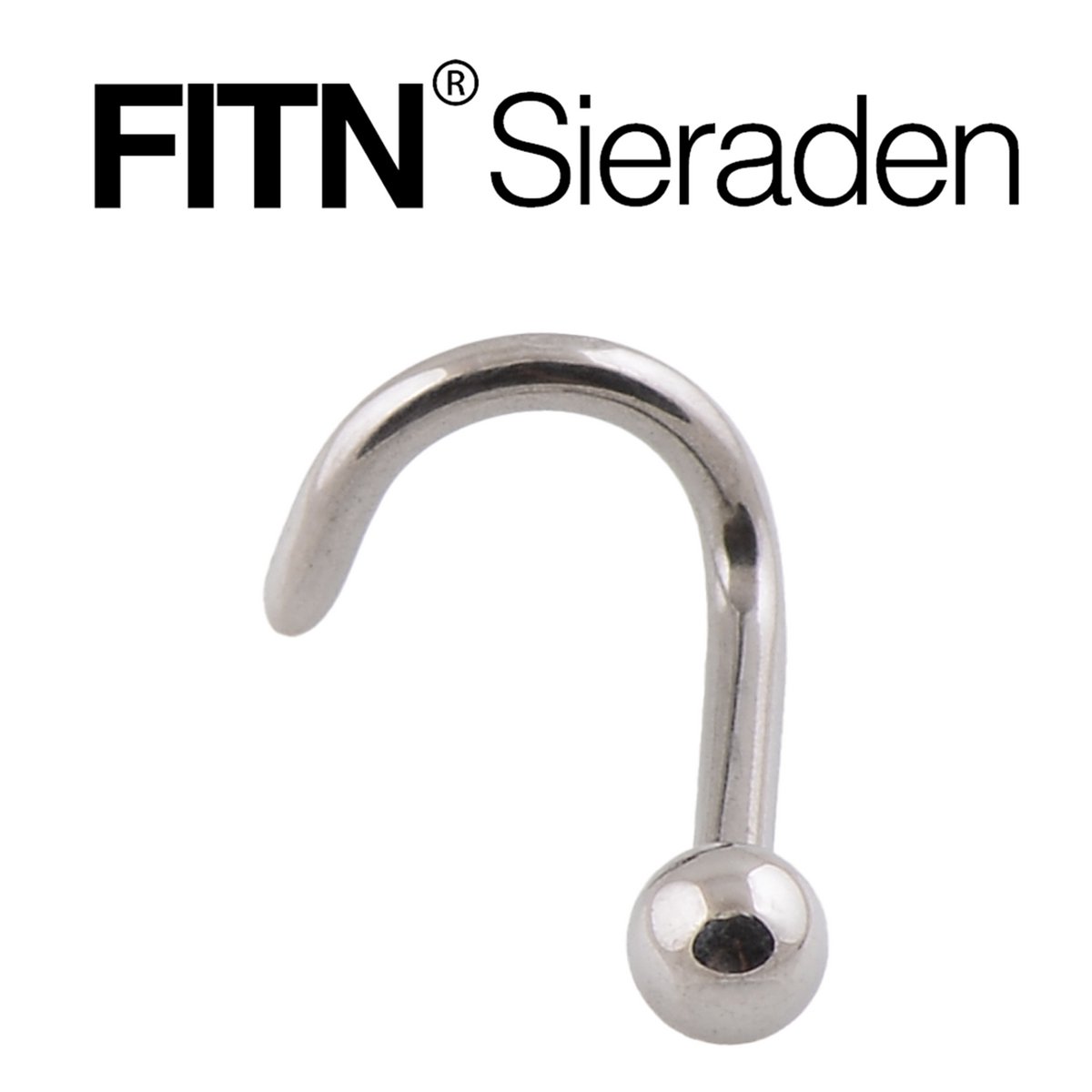 FITN-TNSB-Titanium Neuspiercing-Zilver Kleurige-0.8*8*2mm-Nosestud Neuspiercing met balletje - Klassiek