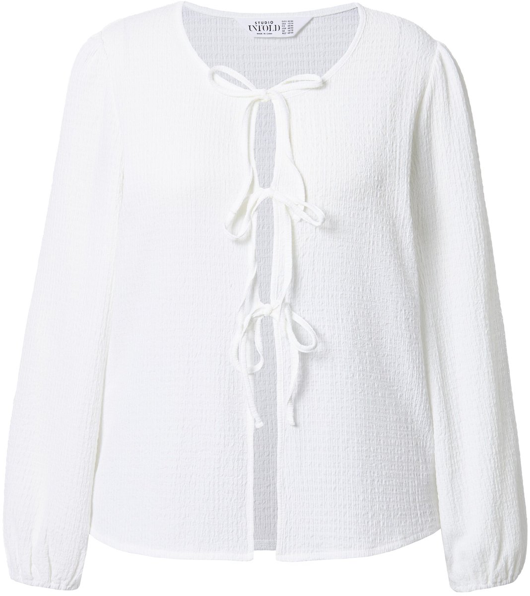 Studio Untold - Dames - Blouse striksluiting pofmouwen - Off-white - Maat 54+
