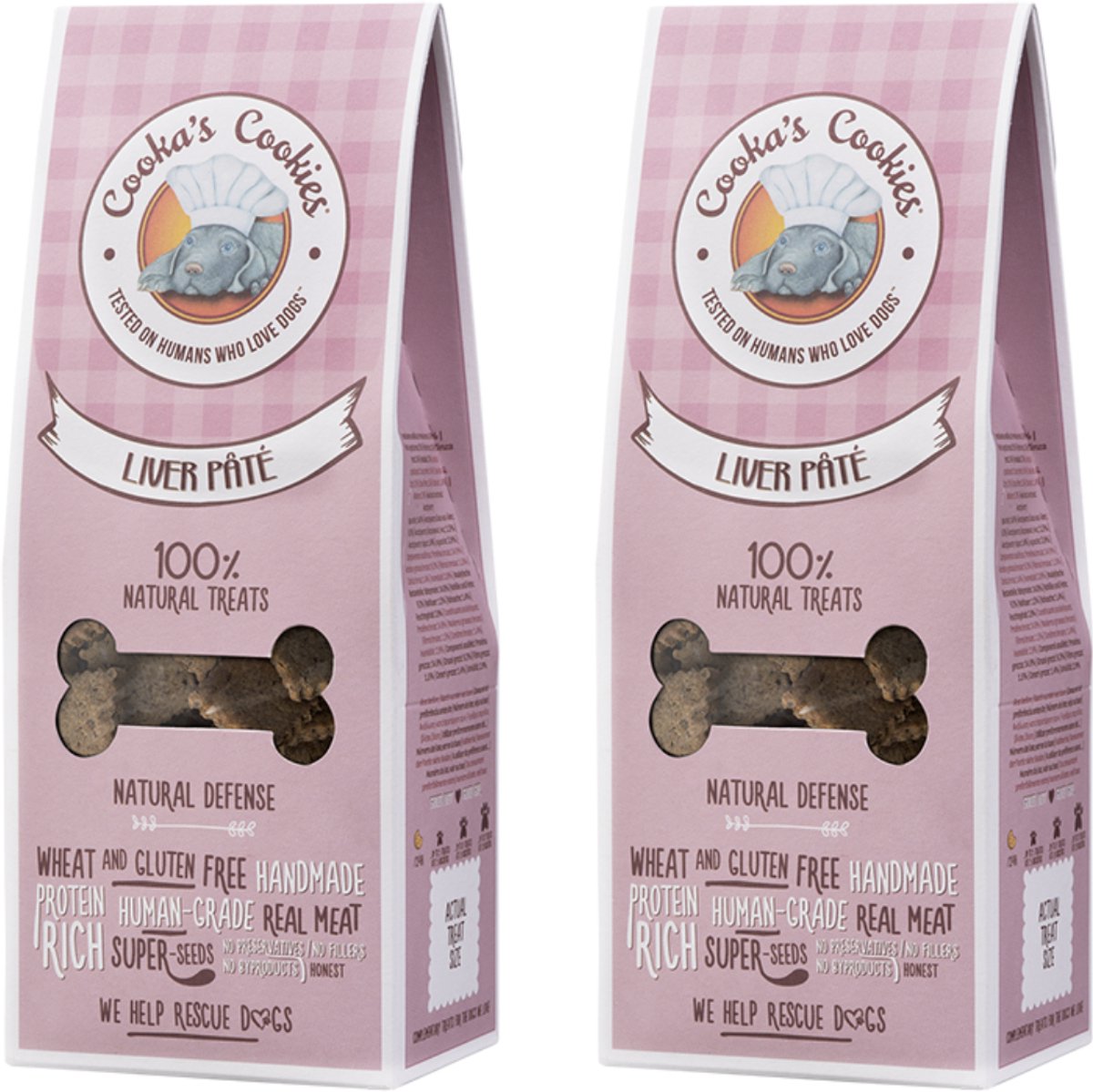 Cooka Cookie's - 100% natuurlijke hondenkoekjes -Lever Paté - Superfoods met Rund-2-PACK- Voordeel set