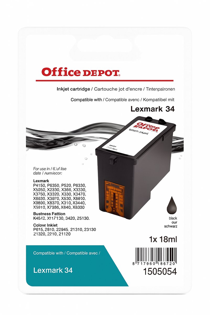 Office Depot - Inktcartridge Lexmark 34 Zwart - Gerecycled - 24 ml