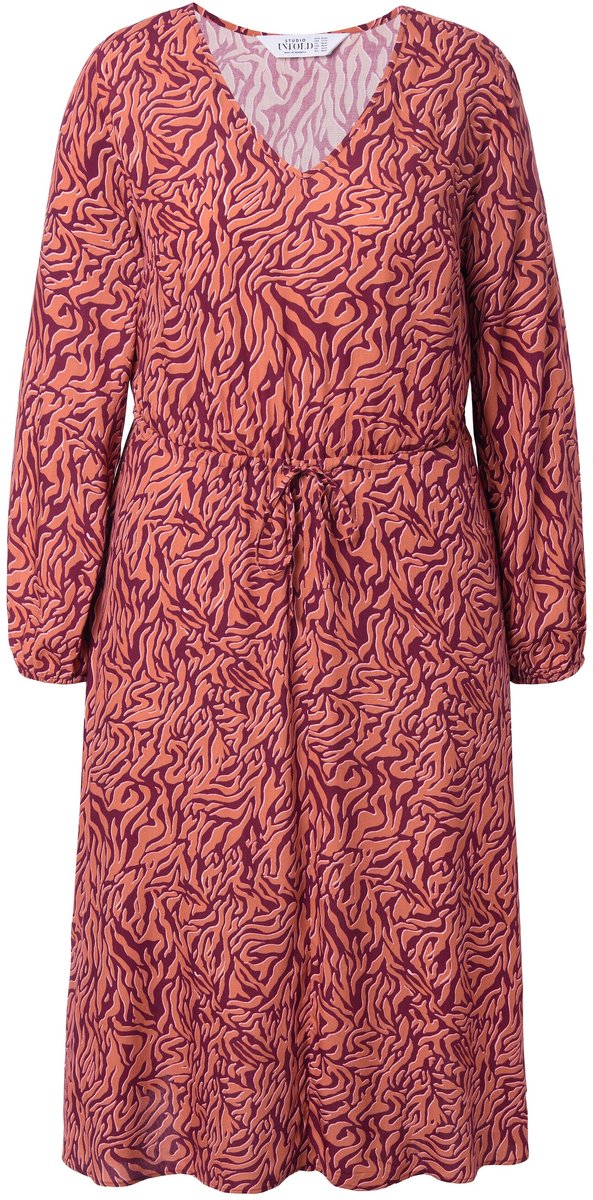 Studio Untold - Dames - Maxi-jurk A-lijn zebra wikkeleffect - Wijnrood - Maat 50+