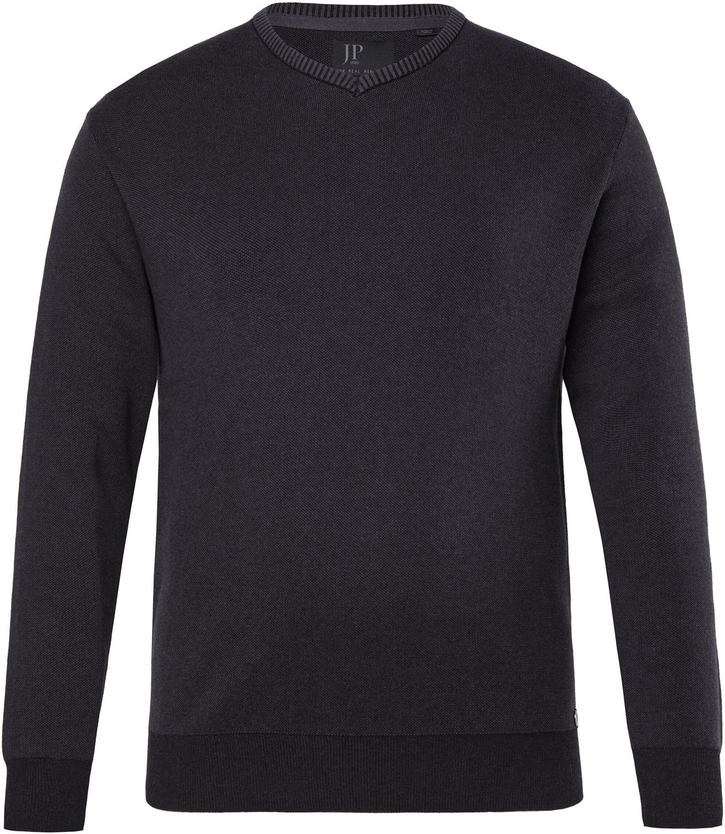 JP 1880 - Heren - Trui CashmereTouch fijn breisel V-hals - Antraciet - Maat 7XL