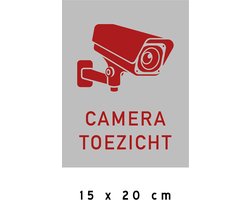 Pictogram/ bord | "Cameratoezicht" | 15 x 20 cm | CCTV | Grijs | Kunststof | Camera bewaking | Let op! | Bewaking | Waarschuwing | 1 stuk