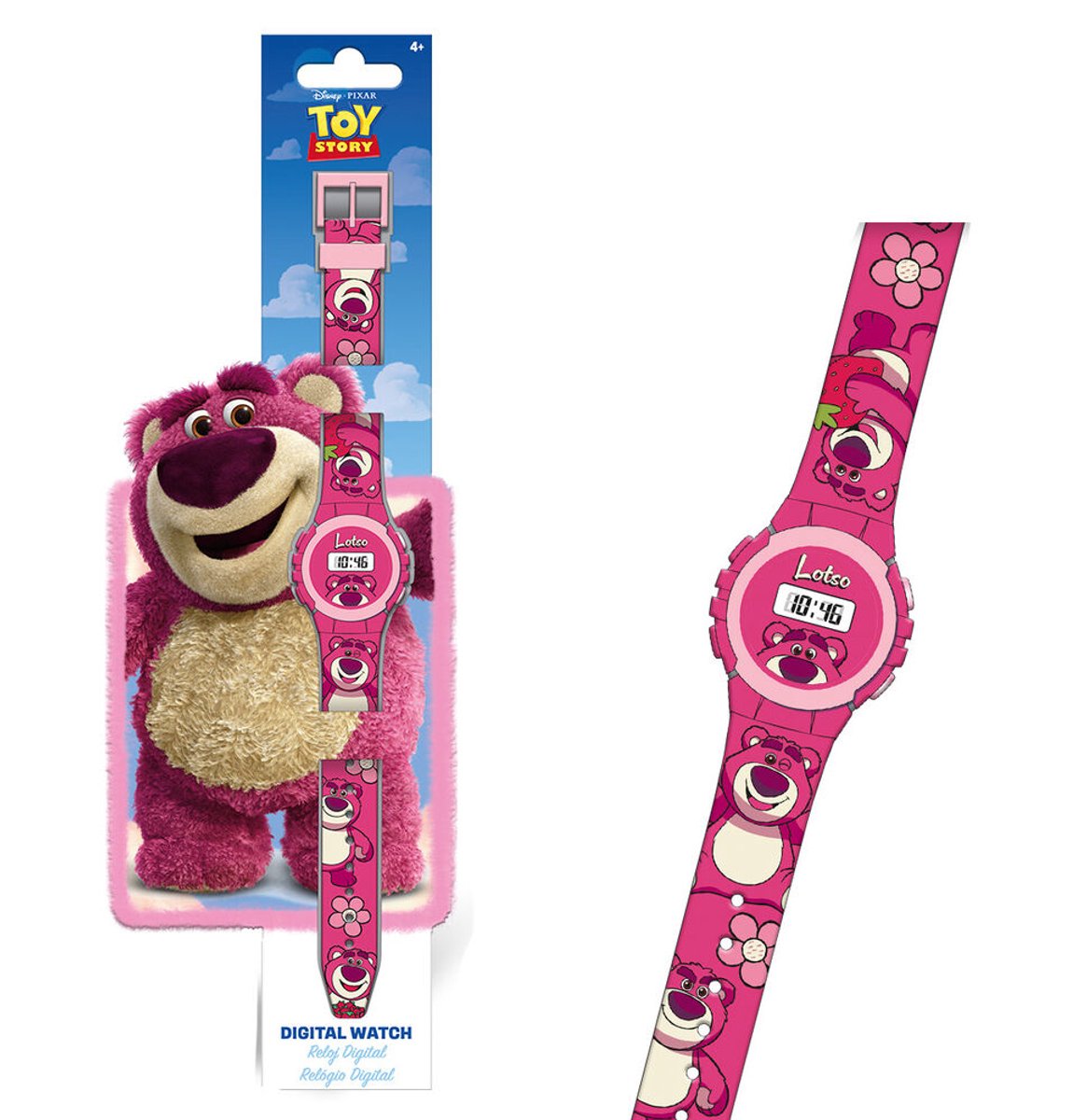 Disney Toy Story kinderhorloge - digitaal horloge met Lotso design - 24 cm - roze - digitaal scherm