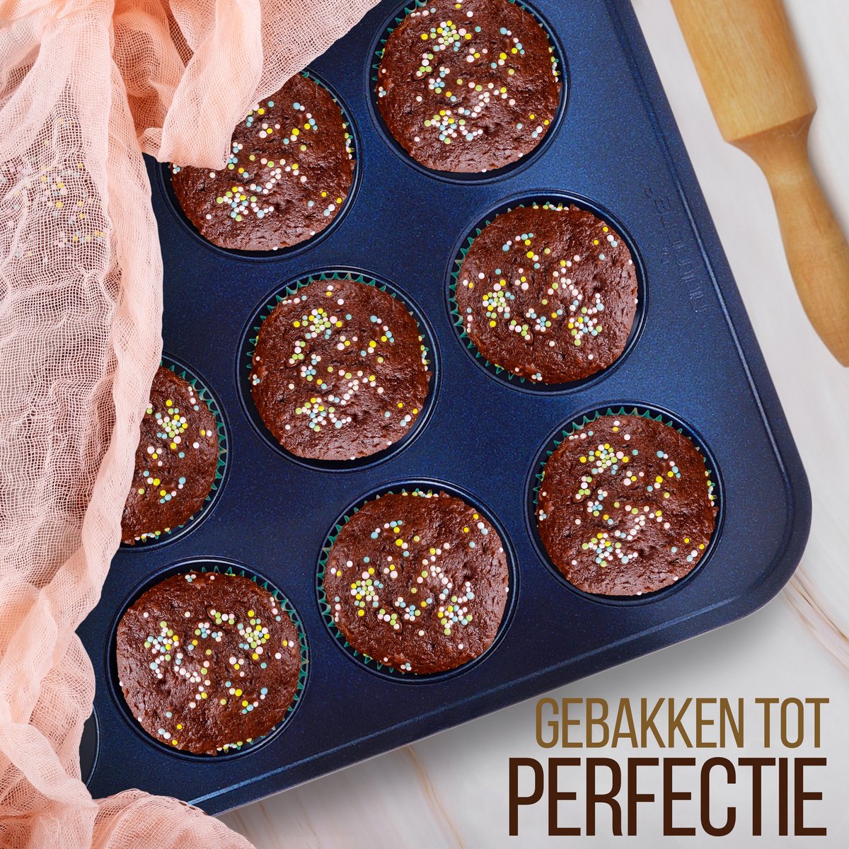 NutriChef 6-delige Bakvormenset – Antiaanbak Carbonstalen Bakplaten met Koekjesplaat, Muffinvorm, Cakeblik, Ronde & Vierkante Vorm – Oven- & Vaatwasserbestendig – foto 5