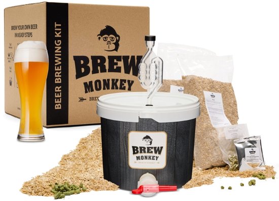 Brew Monkey Basis Weizen - Bierbrouwpakket - Zelf Bier Brouwen Bierpakket - Gadgets Mannen - Verjaardagscadeau voor Mannen - Origineel bier Cadeau - Verjaardag cadeau
