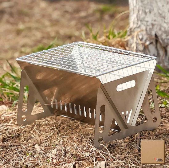 Home & Marker - Draagbare Opvouwbare Barbecue - RVS - 397g - 22x16x12cm - Voor Camping - PORTOGRILL van Home & Marker — afbeelding 4