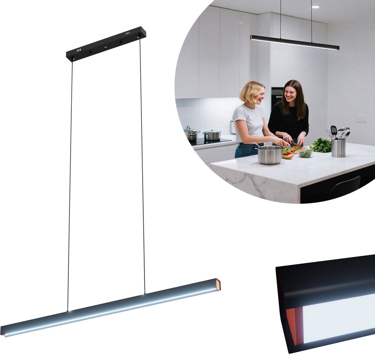 MODERNE LED PENDELLEUCHTE 36W KALTWEIß HÖHENVERSTELLBAR HÄNGELEUCHTE HÄNGELAMPE LINEARE DESIGN ESSZIMMERLAMPE DECKENLAMPE FÜR WOHNZIMMER, ESSZIMMER, KÜCHE, SCHLAFZIMMER, BÜRO