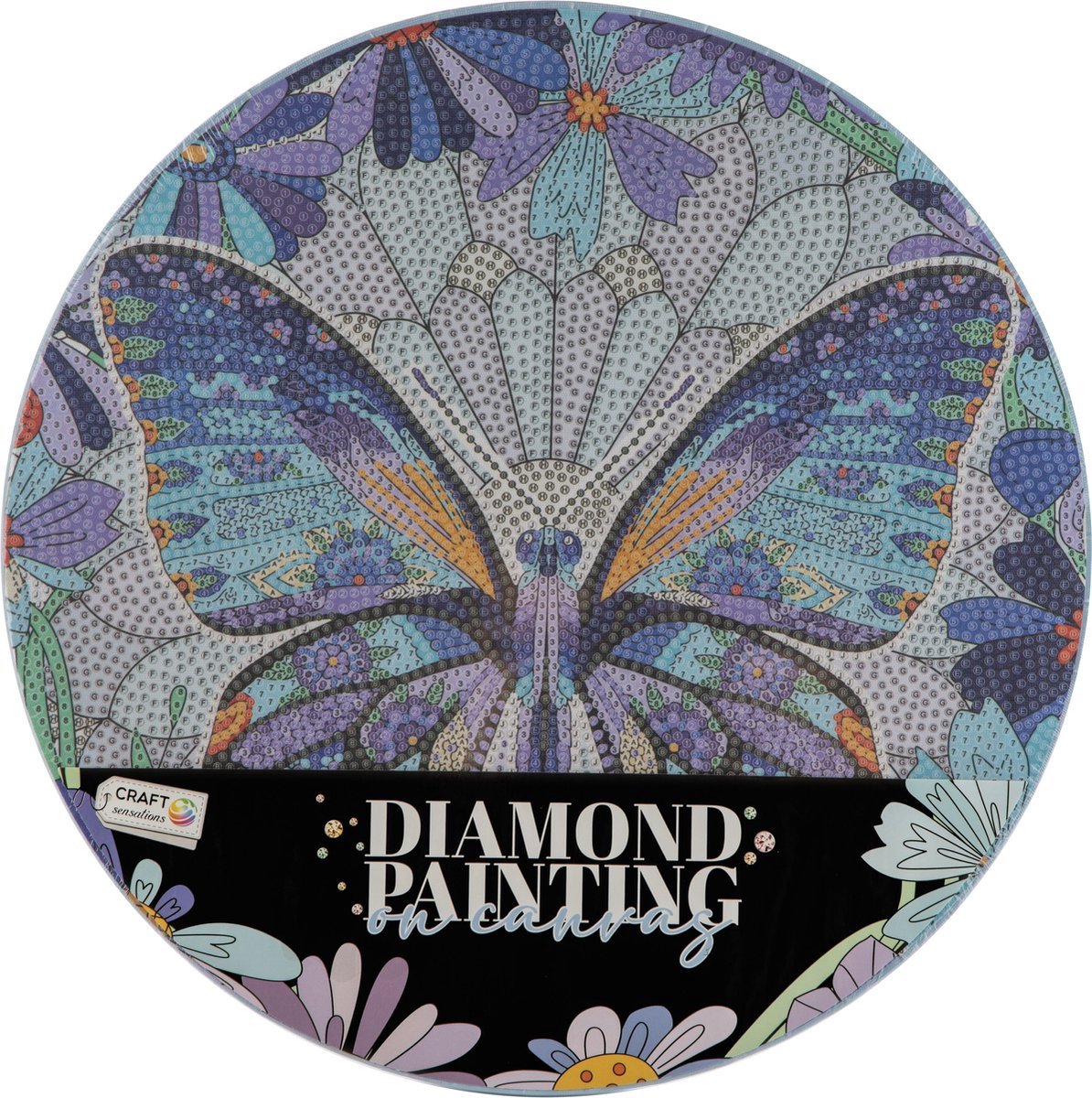 Craft Sensations - Diamond Painting voor Kinderen en Volwassenen - Diamond painting op ronde canvas - vlinder