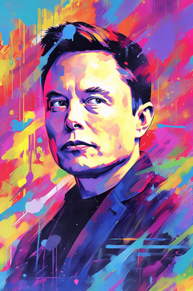 Elon Musk Poster - CEO - Tesla - Spacex - Pop Art - Technologie - posters - formaat 30x40cm - XS515