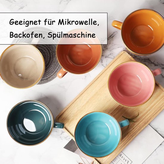 KIVY Mueslikommen keramiek - 6 x 850 ml - grote kommen voor muesli en