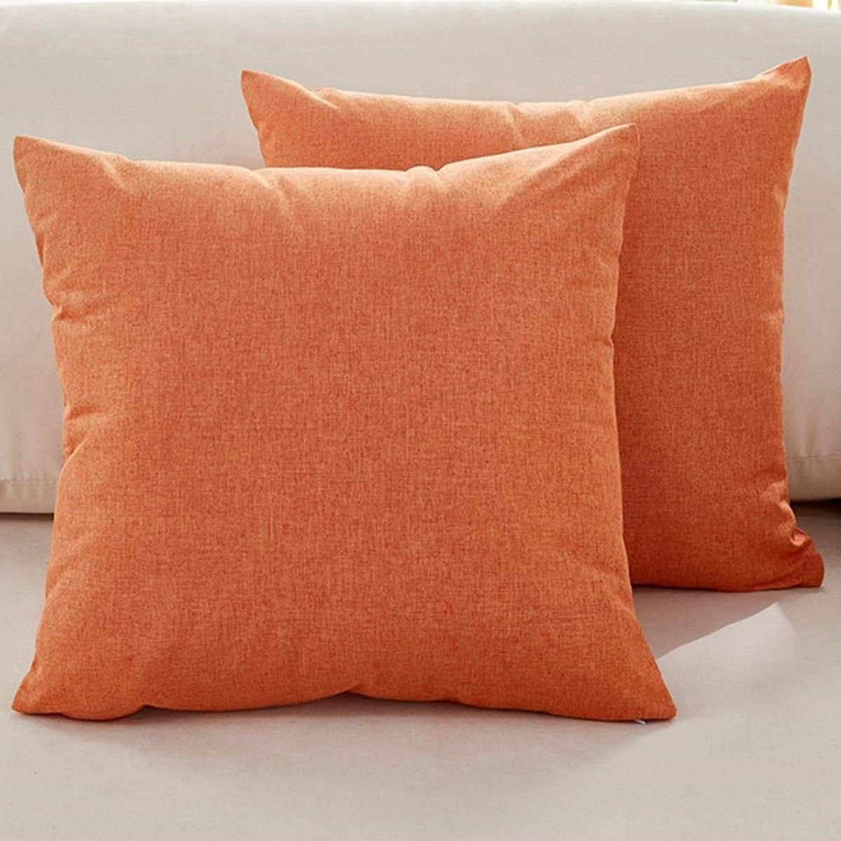 Kussenhoezen voor banken - Set van 2 - Kussenhoezen van fijn linnen - Comfortabele sierkussenhoezen - Moderne decoratieve kussenslopen - Voor bank Woonkamer Bank Terras - 40x40cm - Oranje