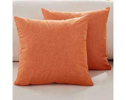 Kussenhoezen voor banken - Set van 2 - Kussenhoezen van fijn linnen - Comfortabele sierkussenhoezen - Moderne decoratieve kussenslopen - Voor bank Woonkamer Bank Terras - 40x40cm - Oranje