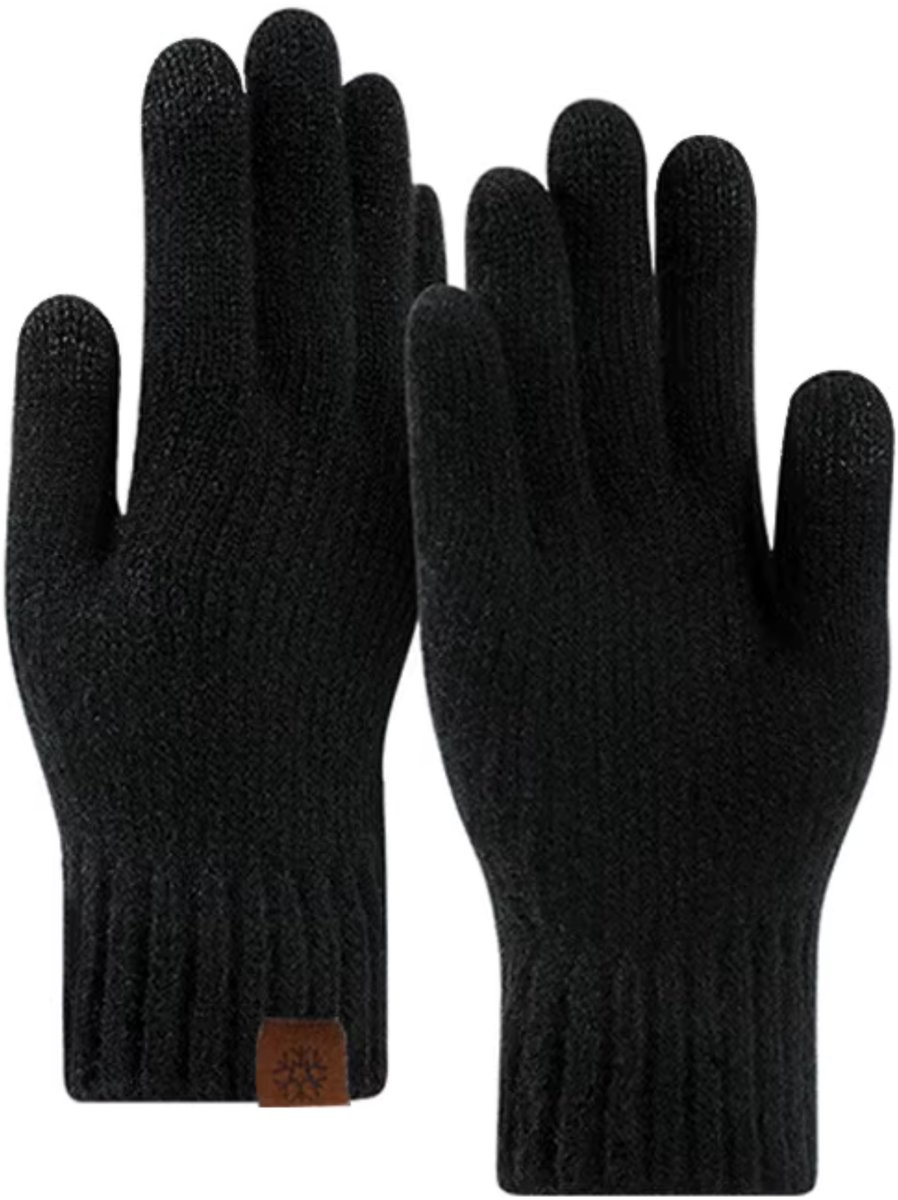 MoodLux Touchscreen Winter Handschoenen - 100% Zachte Acryl - Winddicht - Waterafstotend - Comfortabel One Size - Dames & Heren - Perfecte Pasvorm - Zwart