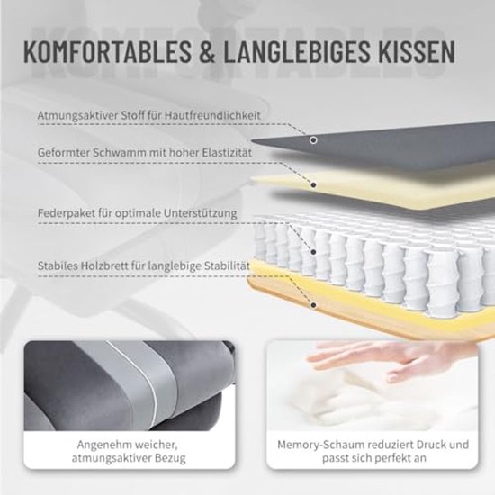 Ergonomische Gamingstoel met Voetensteun en Ademend Stof voor Optimale Comfort — afbeelding 3