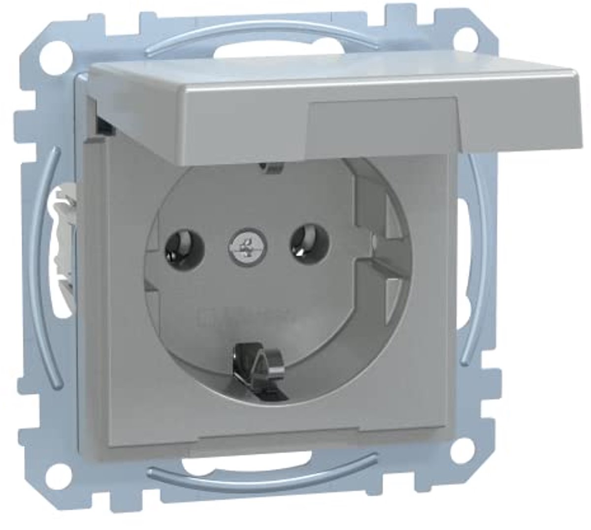 SCHUKO-stopcontact met klapdeksel en steekklemmen - Aluminium systeem M