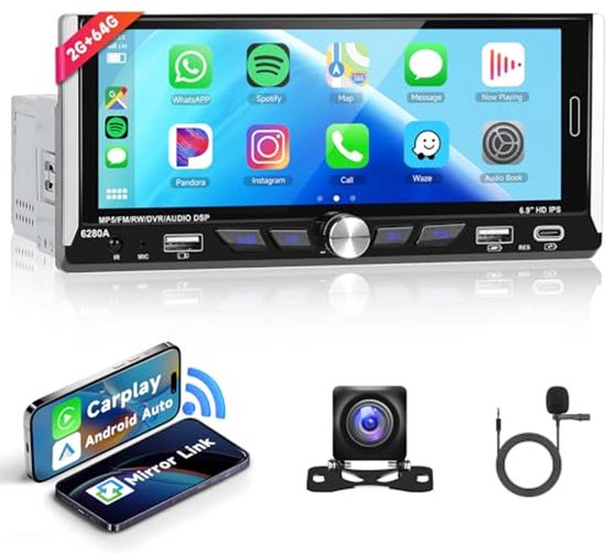 Inefala 2 DIN Carplay Auto Radio met Bluetooth 7 Inch Touchscreen
