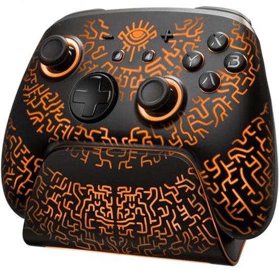 Hosanwell Switch Controller laadstation RGB Light Station compatibel met Switch & OLED Joycons, Pro Controller, 12 Switchh spelopslag met stofhoes, wit