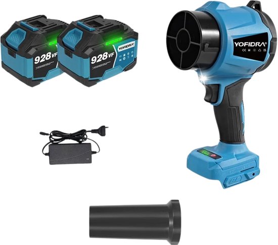 Feemi Luchtblazer - Stofblazer - Air Duster - Incl. Lang Opzetstuk - Borstelloze Motor - Draadloos - 3000W - Incl. 2 Accu's