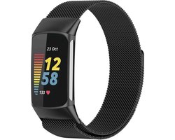 WoniQ Milanees bandje Geschikt voor de Fitbit Charge 5 Bandje & Fitbit Charge 6 Bandje - Zwart - Fitbit Charge 5/6 - Horlogeband - Armband - Polsband