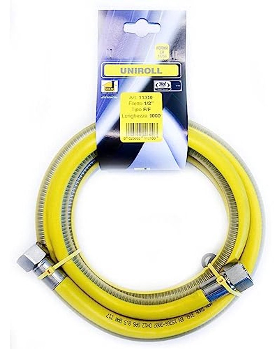 Gasslang 1 m 1/2 inch roestvrij staal voor kookplaat