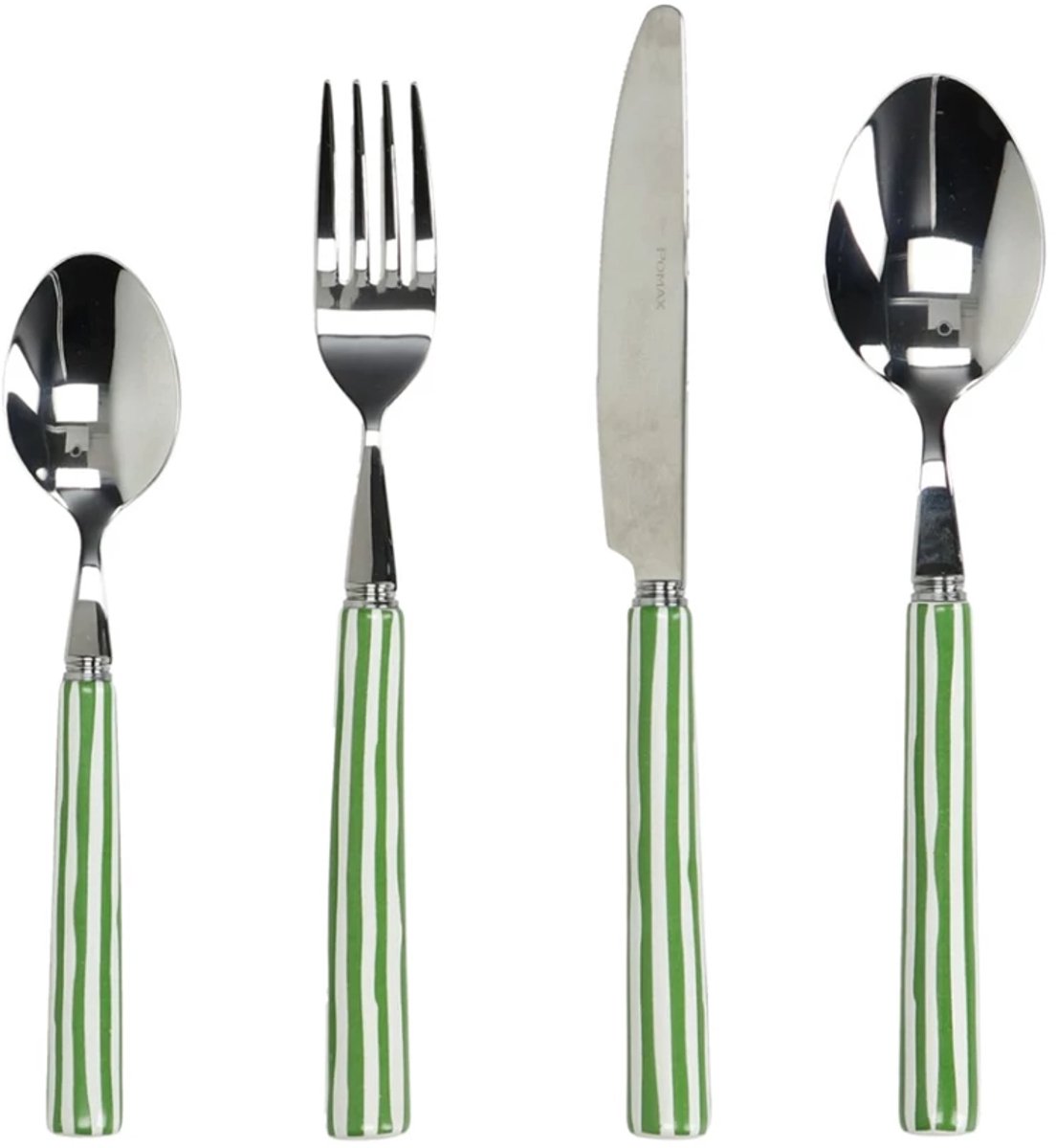Pomax Dali bestekset set van 16 handvat porselein groen