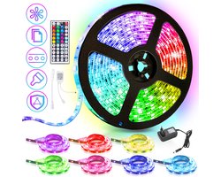 LED Strip 4 meter - light strip - RGB LED Verlichting - Led strips - SMD5050 LED - met 44 Toetsen afstandsbediening - dimbaar - gaming accesoires - incl. Voeding - Zelfklevend - binnenverlichting