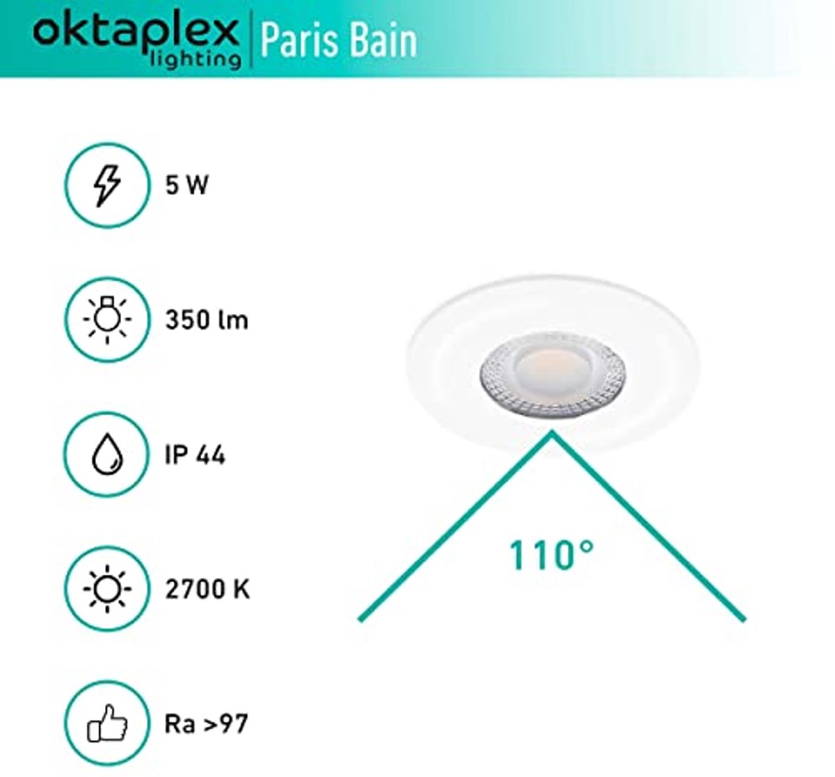 Inbouwspots LED 6 x 5W Warm Wit 2700K IP44 voor Badkamer