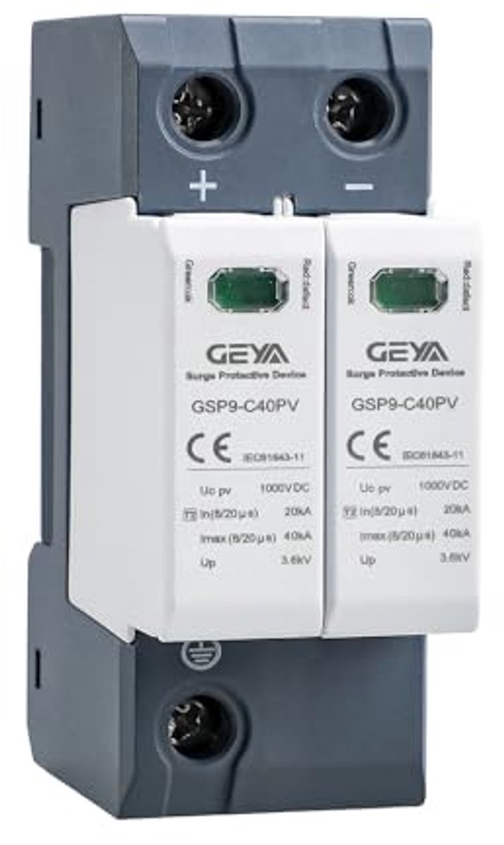 Laagspanning overspanningsbeveiliging voor zonnepanelen - 20KA-40KA - Bliksembeveiliging DC (2P, 1000V)