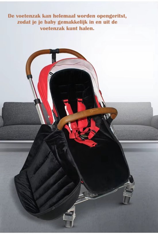 Universele Luxe Zwarte Voetenzak - Kinderwagen & Buggy, Gevoerd, Wind- en Waterafstotend van Universele — afbeelding 2