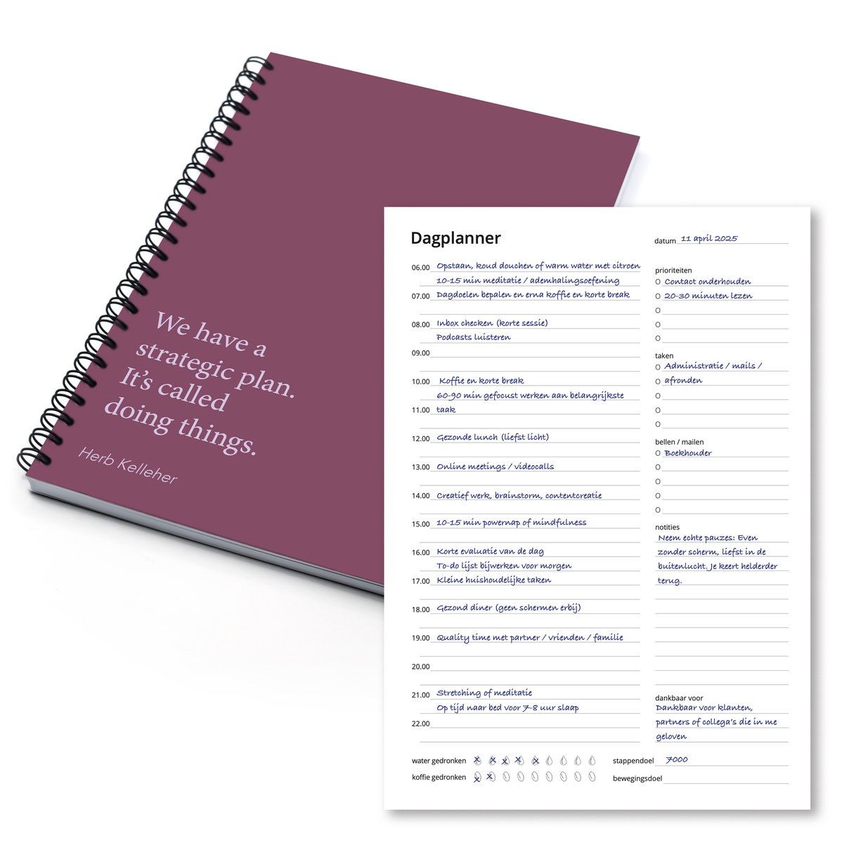 Week- & Dagplanner Paars – 48 Pagina’s – Mindset – Planner voor Focus & Productiviteit – A5 Formaat